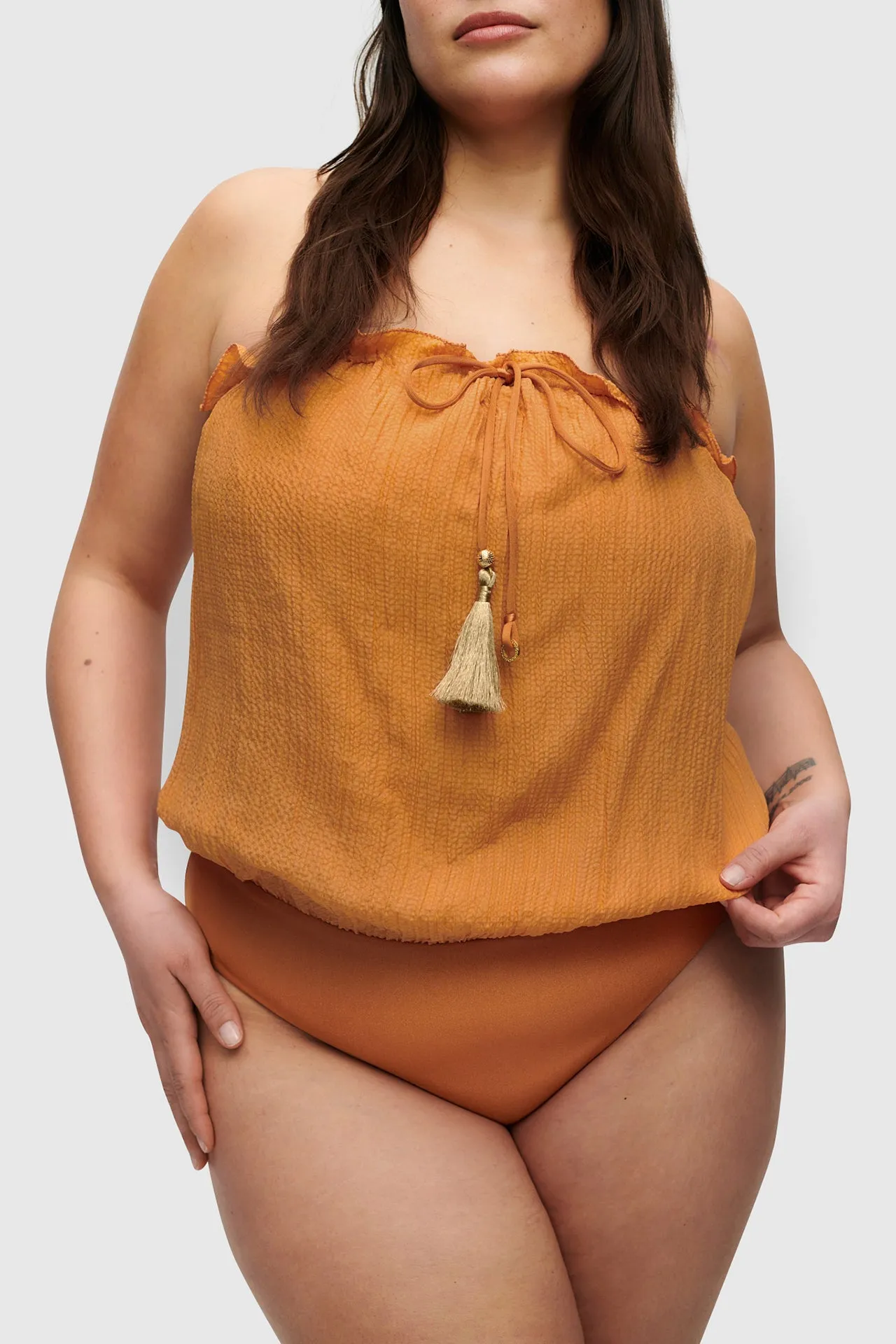 Rust Bandeau Silk Swimsuit sold by HANNE BLOCH product image thumbnail 3