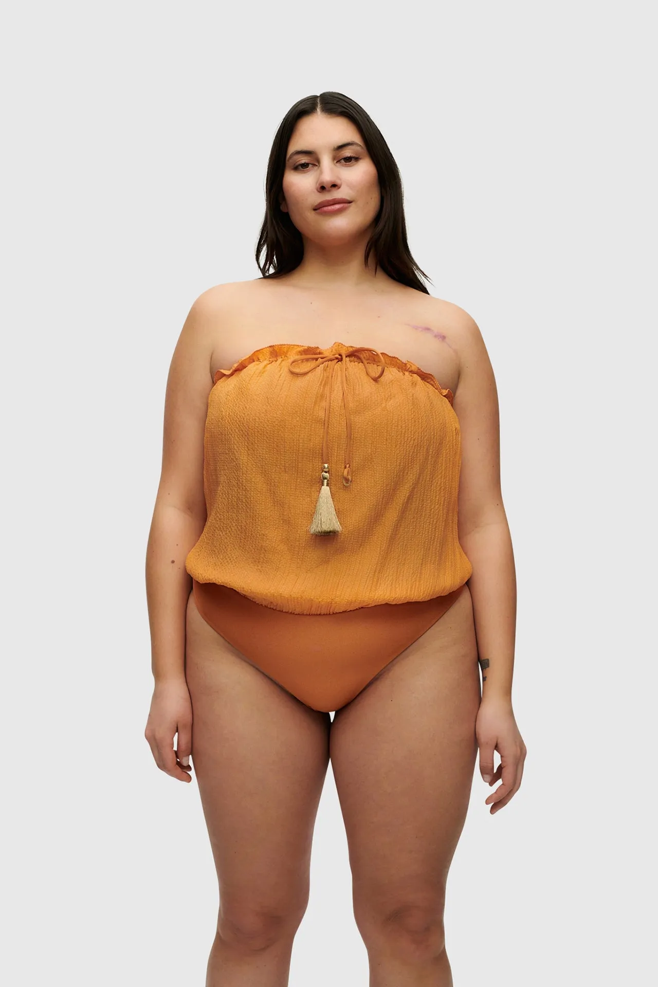 Rust Bandeau Silk Swimsuit sold by HANNE BLOCH product image thumbnail 4