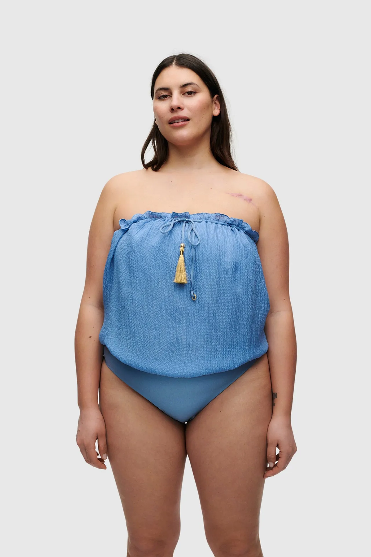 Blue Bandeau Silk Swimsuit sold by HANNE BLOCH product image thumbnail 2