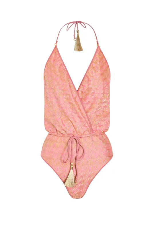 Rose Knit V-Swimsuit sold by HANNE BLOCH