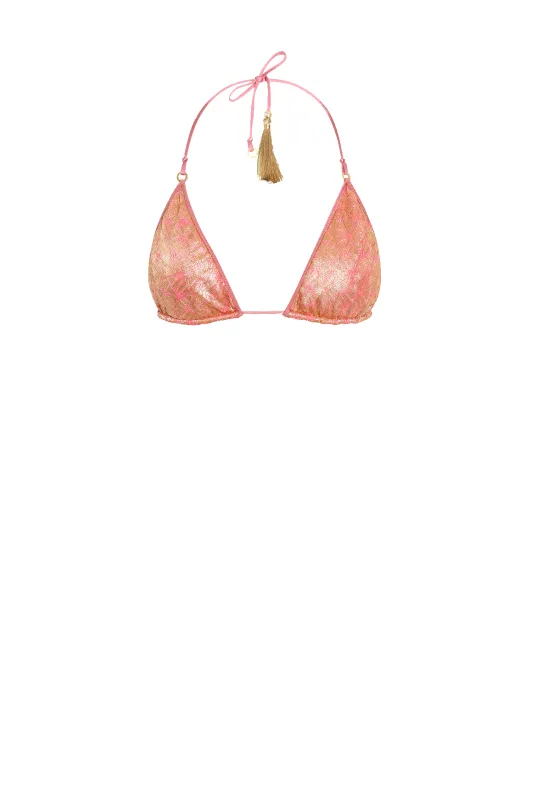 Gold Rose Knit Tiny Triangle Bikini - Top sold by HANNE BLOCH