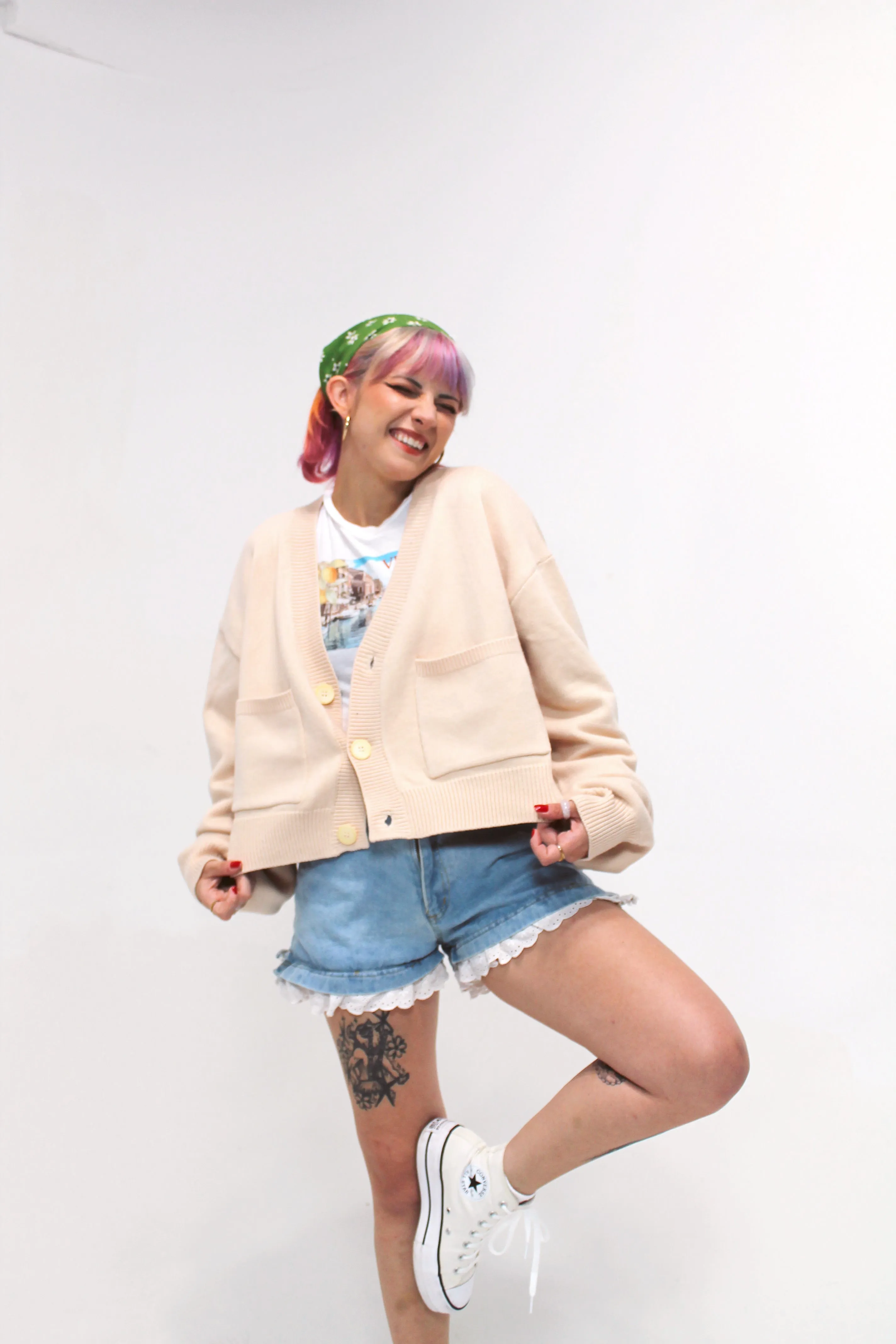 Cropped Beige/Cream/Nude Cardigan sold by Steady Hands product image thumbnail 4