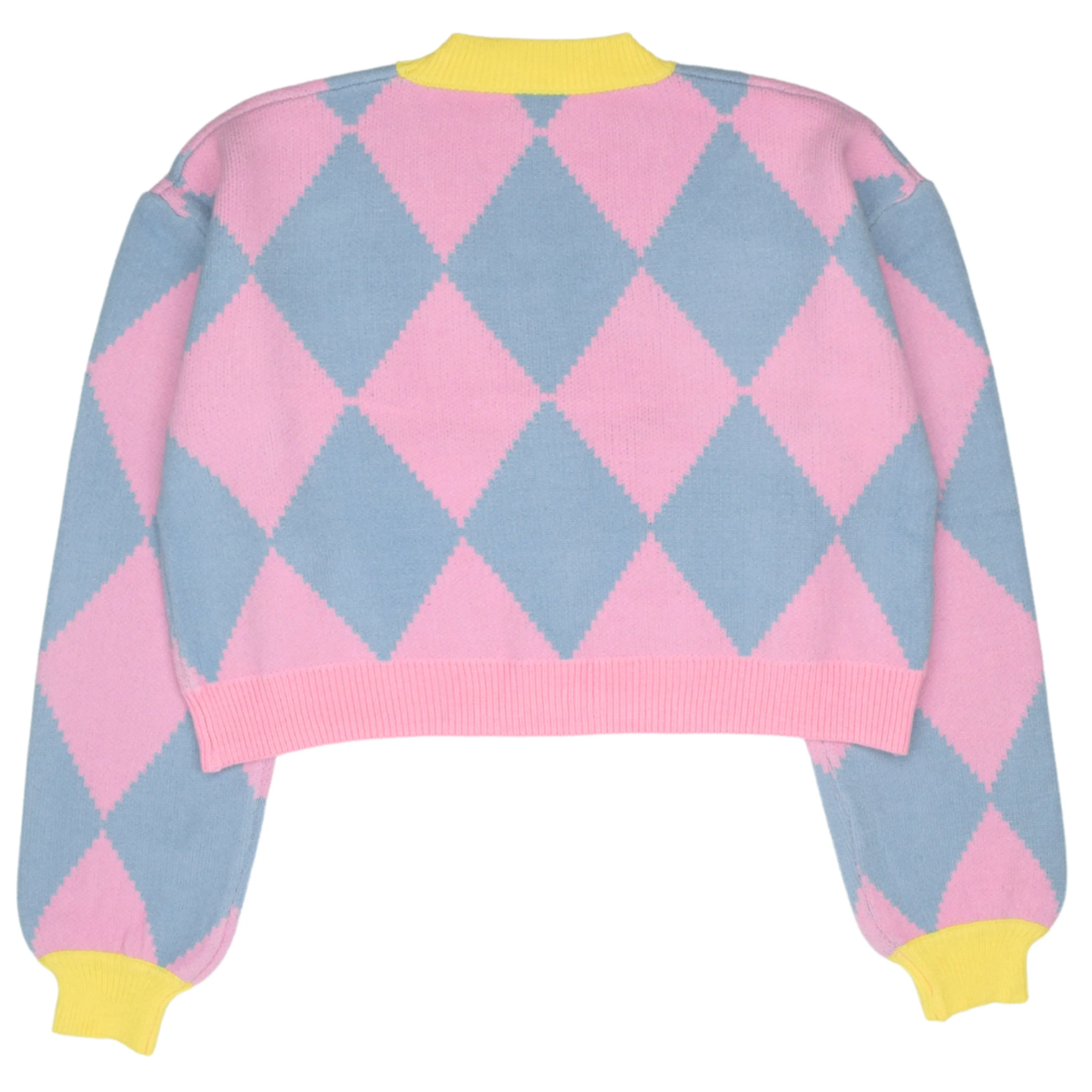 Cropped Blue and Pink Argyle Cardigan sold by Steady Hands product image thumbnail 2