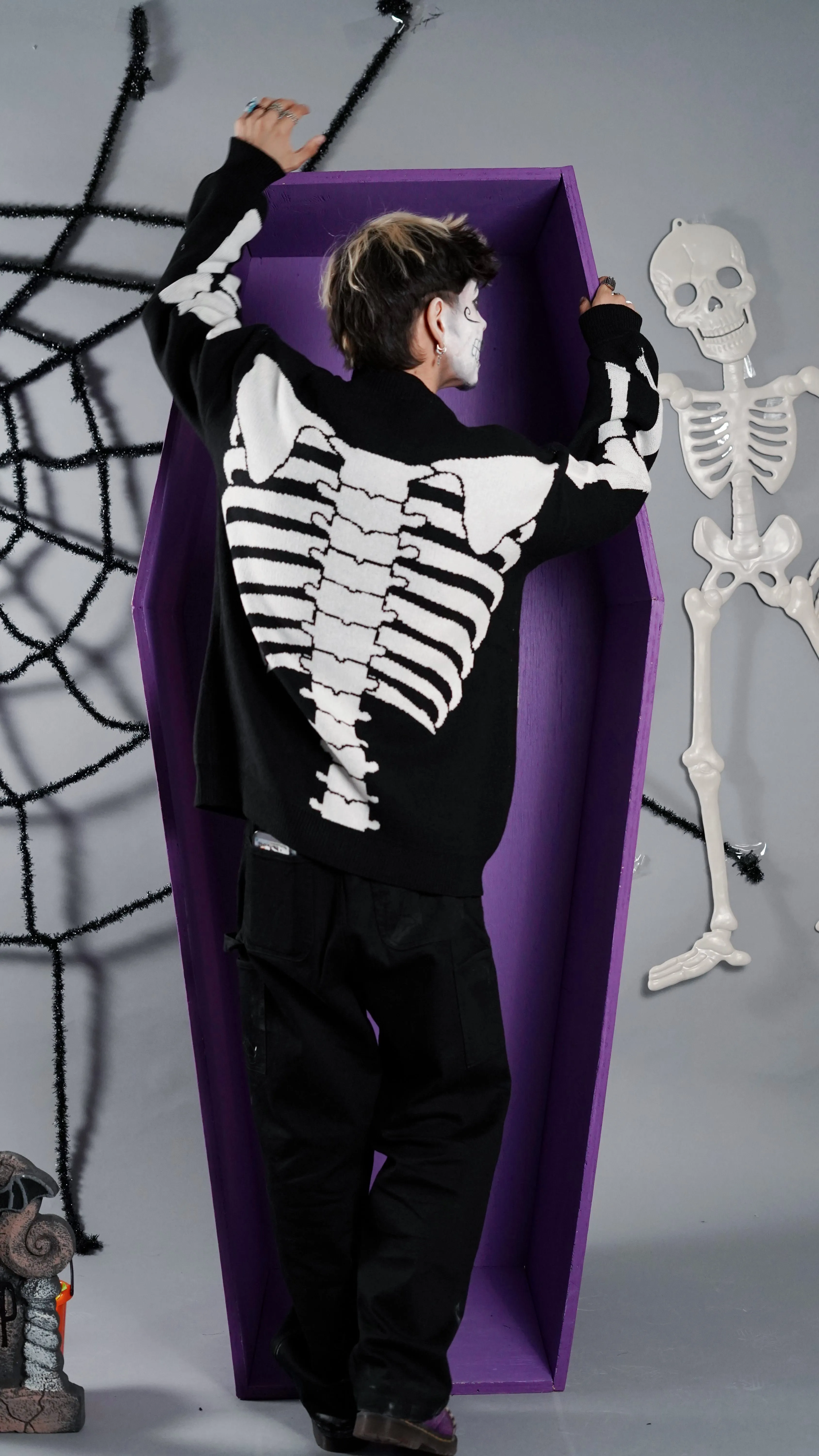 Spooky Scary Skeleton Cardigan sold by Steady Hands product image thumbnail 4
