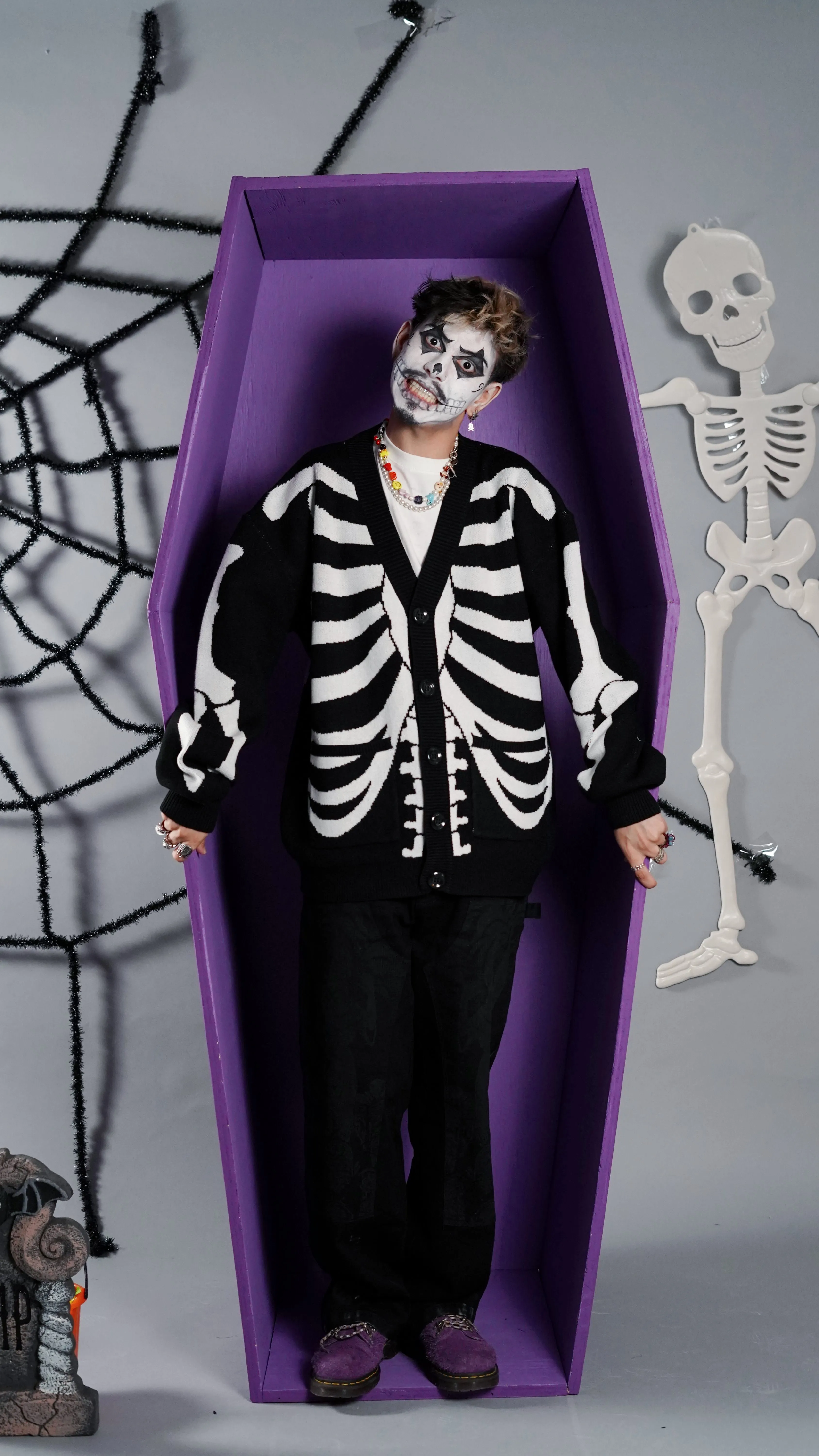 Spooky Scary Skeleton Cardigan sold by Steady Hands product image thumbnail 3