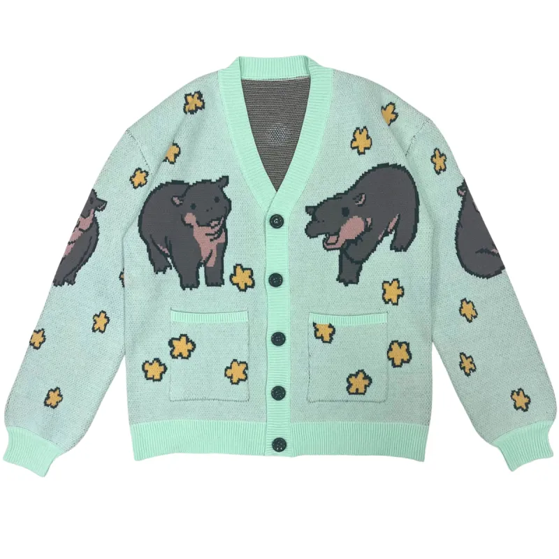 Mint Pygmy Hippo Cardigan sold by Steady Hands