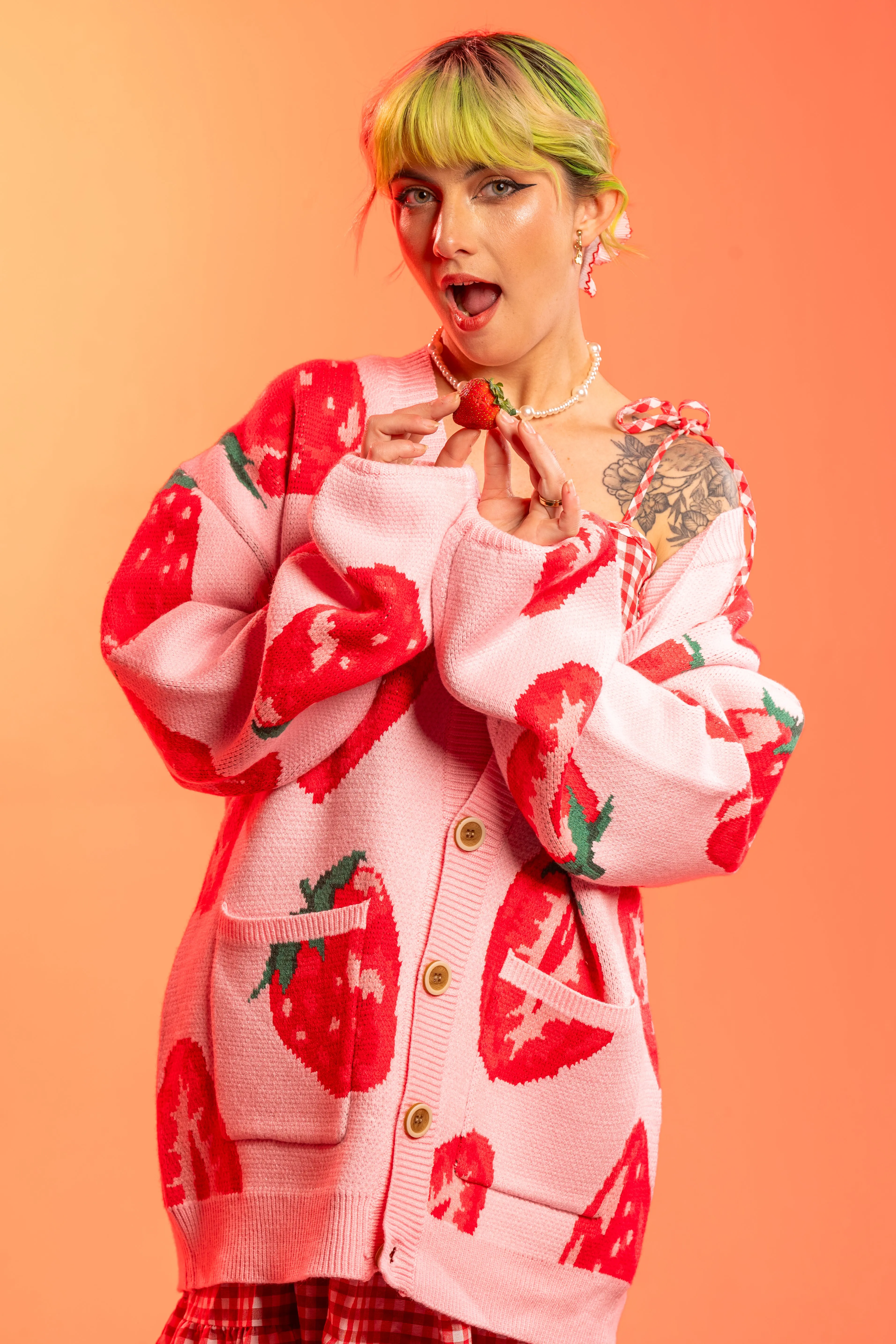 Strawberry With Me Cardigan sold by Steady Hands product image thumbnail 3