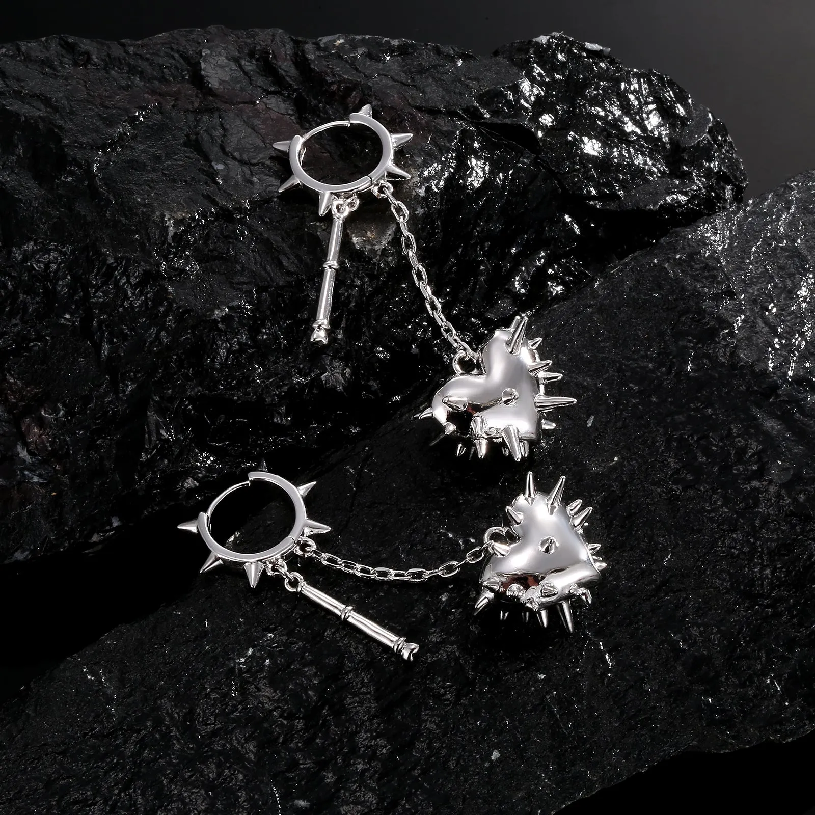 Silver Heart Flail Earrings sold by Steady Hands product image thumbnail 3