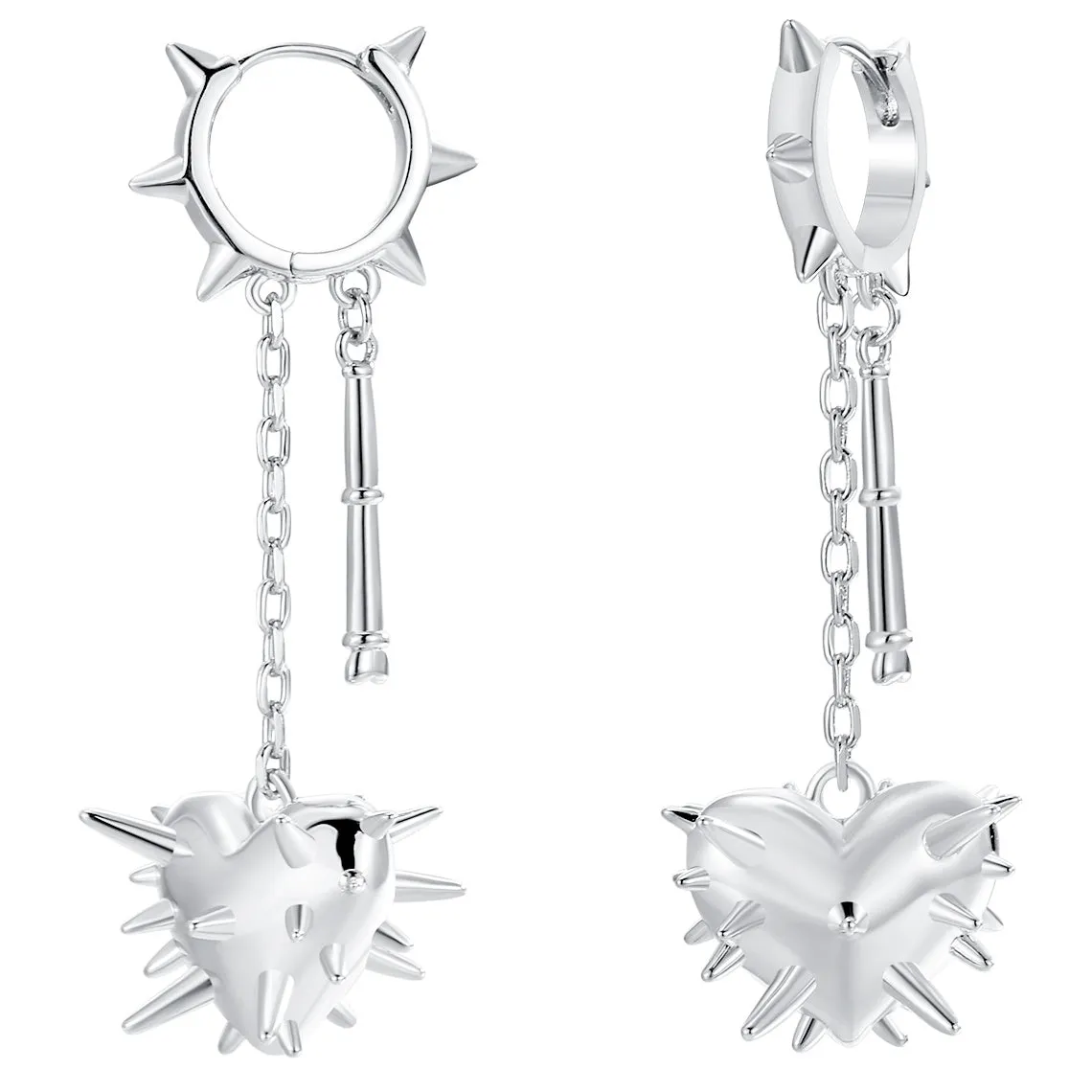 Silver Heart Flail Earrings sold by Steady Hands