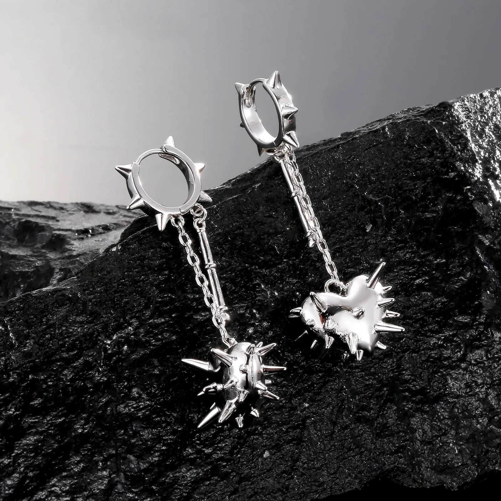 Silver Heart Flail Earrings sold by Steady Hands product image thumbnail 4