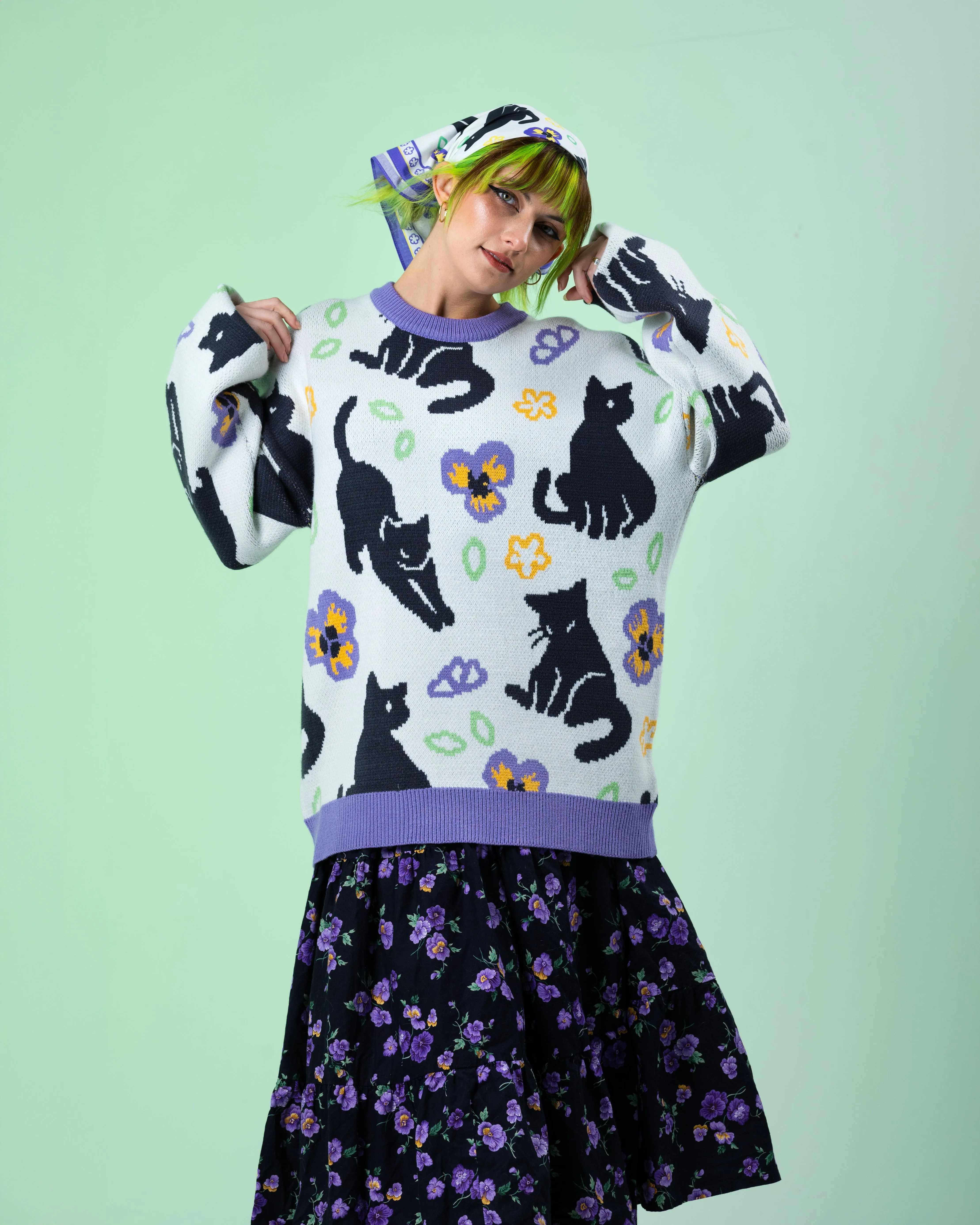 Meowin' Around Sweater sold by Steady Hands product image thumbnail 5