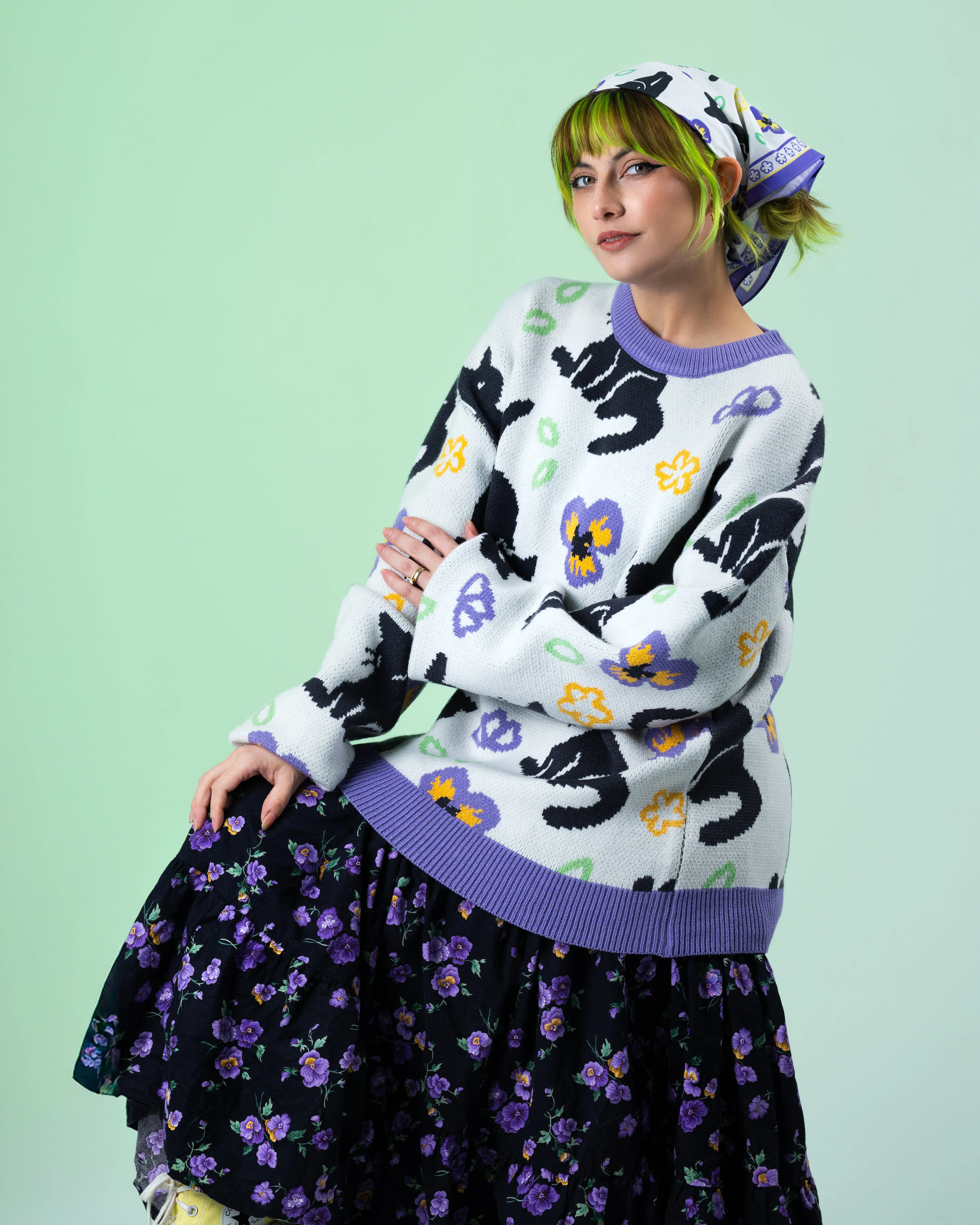 Meowin' Around Sweater sold by Steady Hands product image thumbnail 3