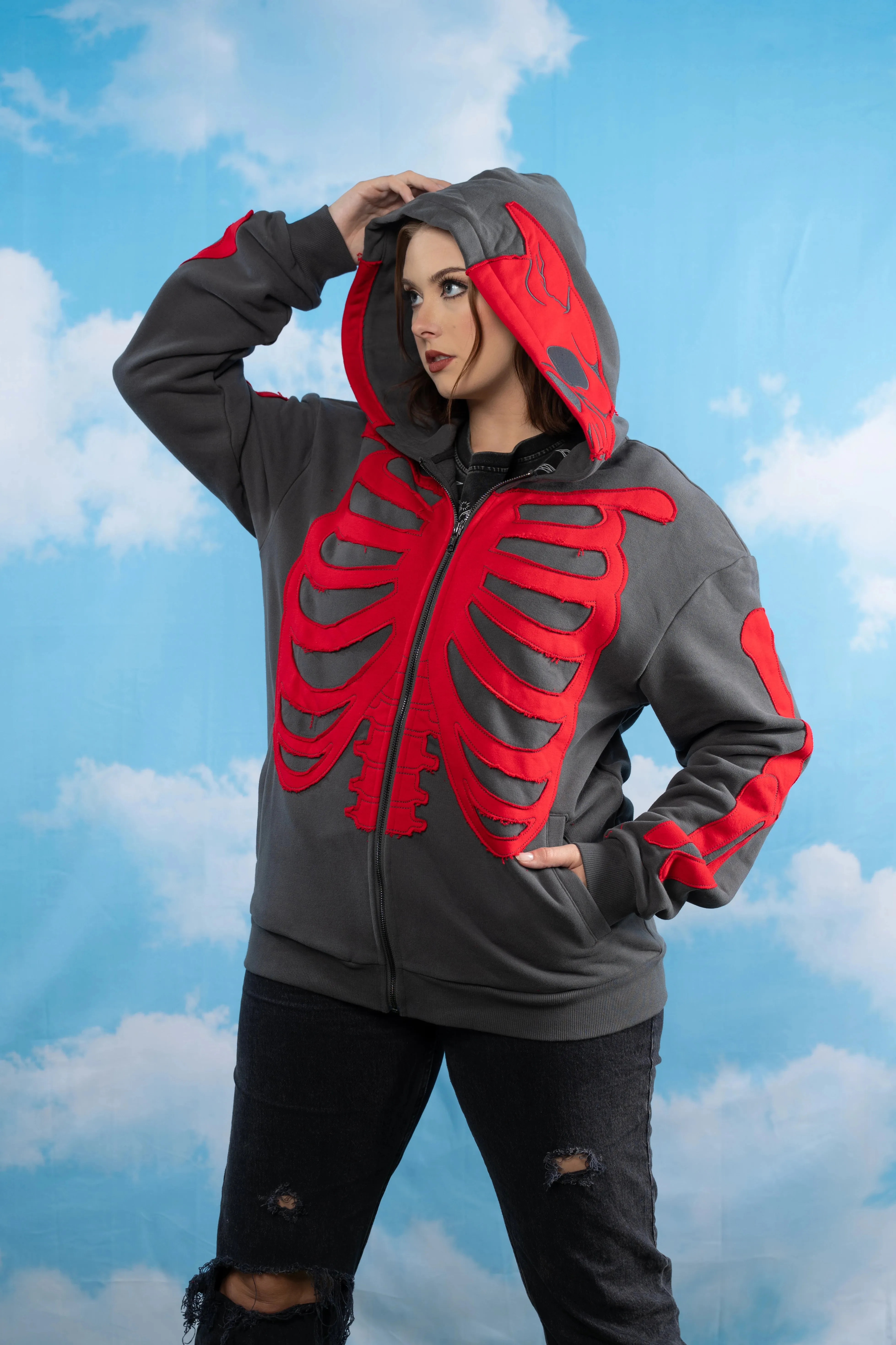 Demon Skeleton Hoodie sold by Steady Hands product image thumbnail 4