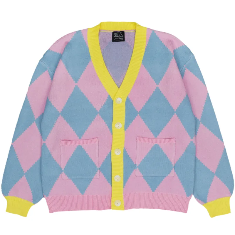 Blue and Pink Argyle Cardigan sold by Steady Hands