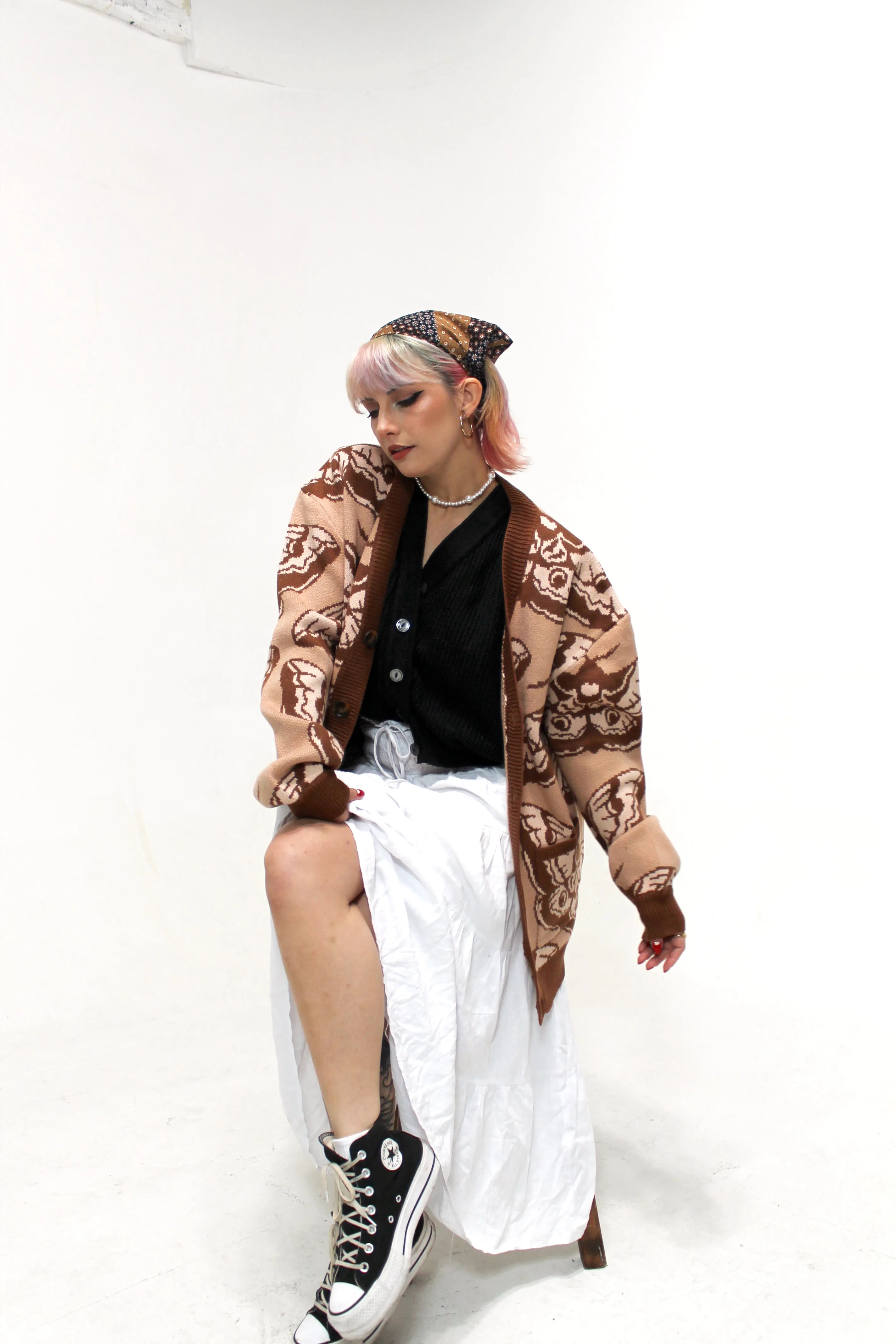 Giant Peacock Moth Cardigan sold by Steady Hands product image thumbnail 3