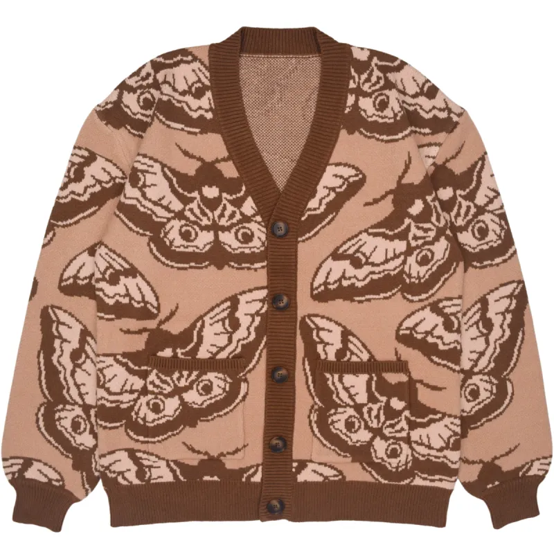 Giant Peacock Moth Cardigan sold by Steady Hands