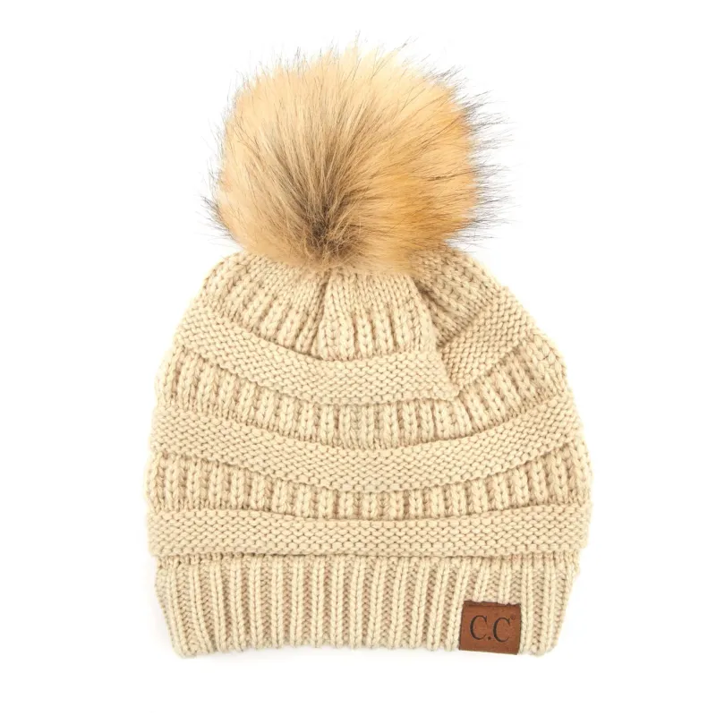 CC Tan Pom Beanie sold by Magnolia & Oak