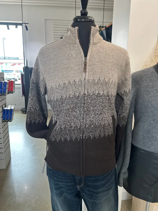 Colour Block Full Zip Mock Collar Sweater sold by Magnolia & Oak