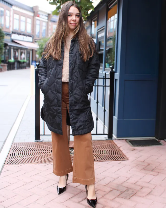 Quilted Long Button UpJacket sold by Magnolia & Oak