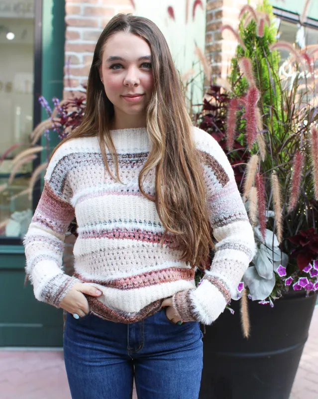 Patchwork Knit Drop Shoulder Sweater sold by Magnolia & Oak