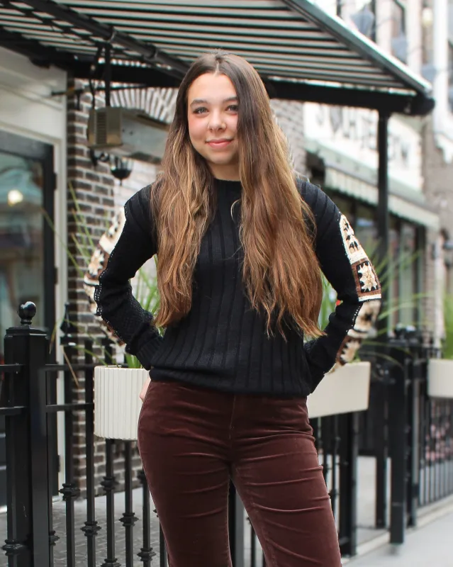 Crochet Sleeve Sweater sold by Magnolia & Oak