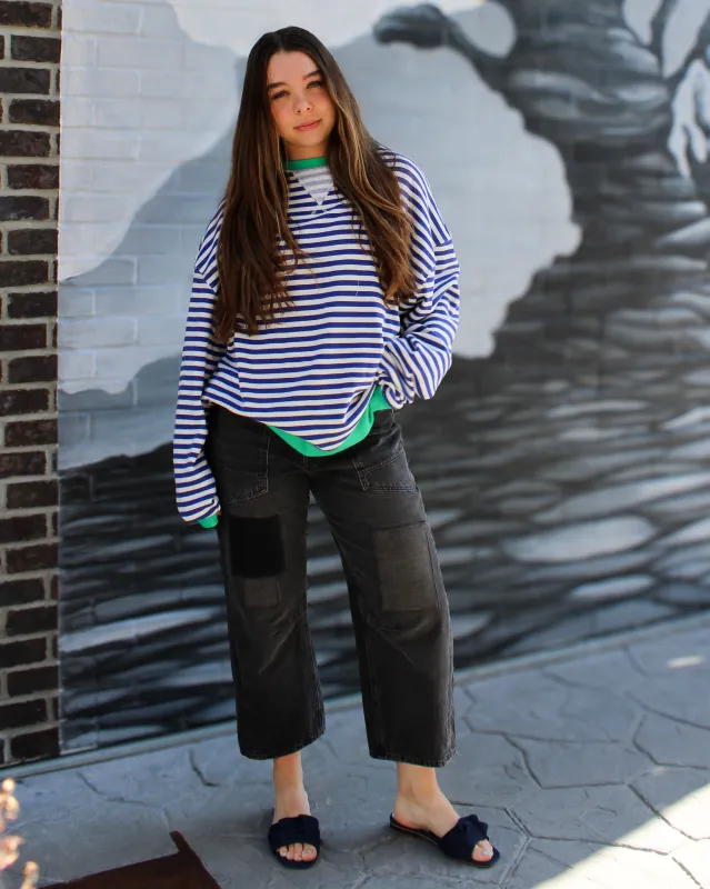 Classic Oversized Striped Crewneck sold by Magnolia & Oak