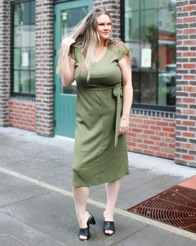 Loden Front Tie Midi Dress sold by Magnolia & Oak