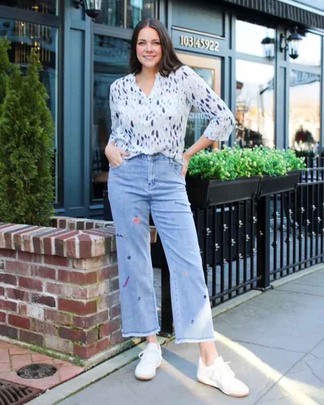 Embroidered Straight Crop Jeans made by Charlie B