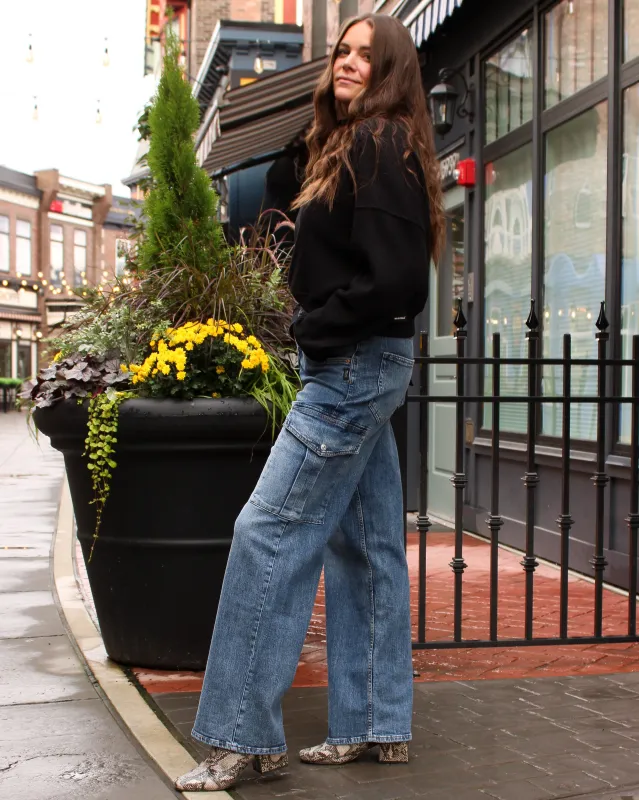 High Rise Denim Cargo Pant sold by Magnolia & Oak