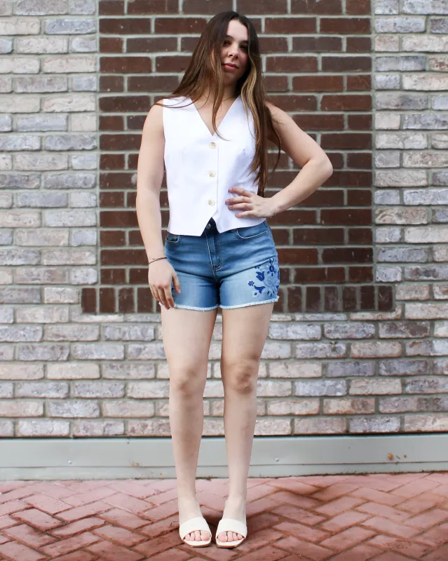 Audrey Embroidered Denim Shorts sold by Magnolia & Oak