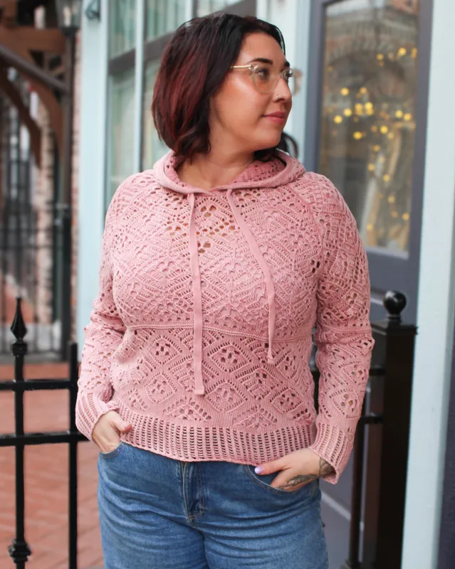 Cold Dye Raglan Crochet Hoodie Sweater sold by Magnolia & Oak