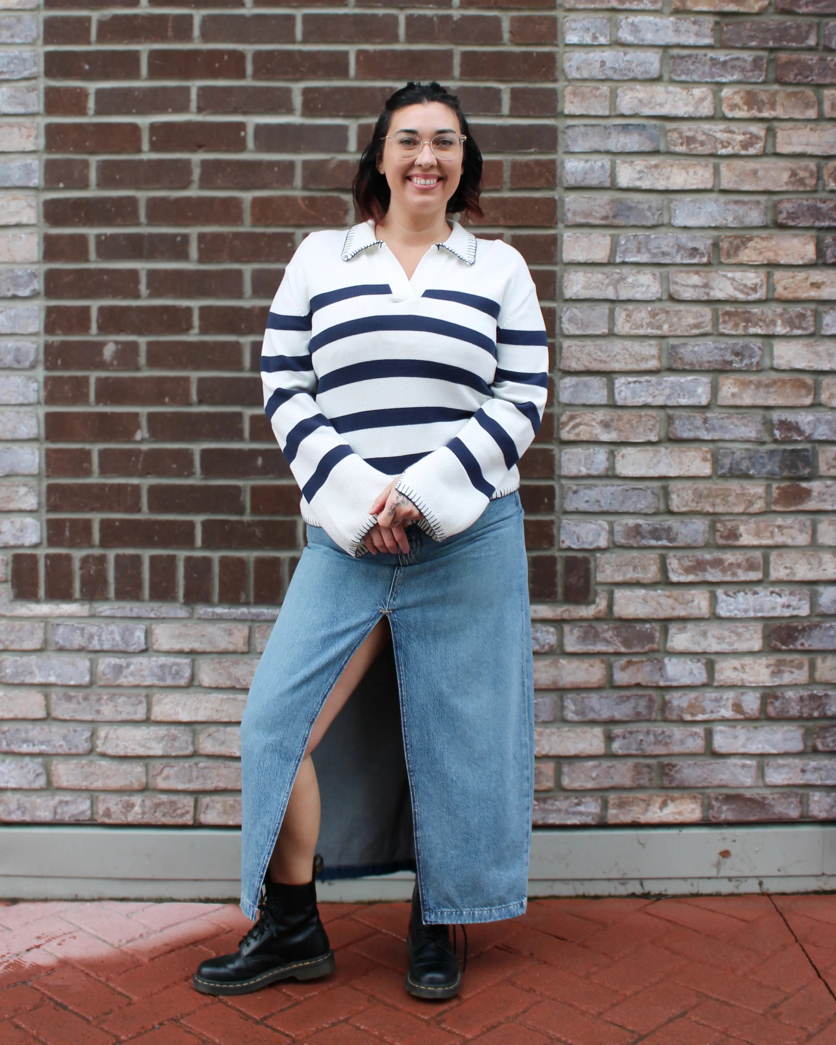 Light Blanket Stitch Polo Sweater sold by Magnolia & Oak