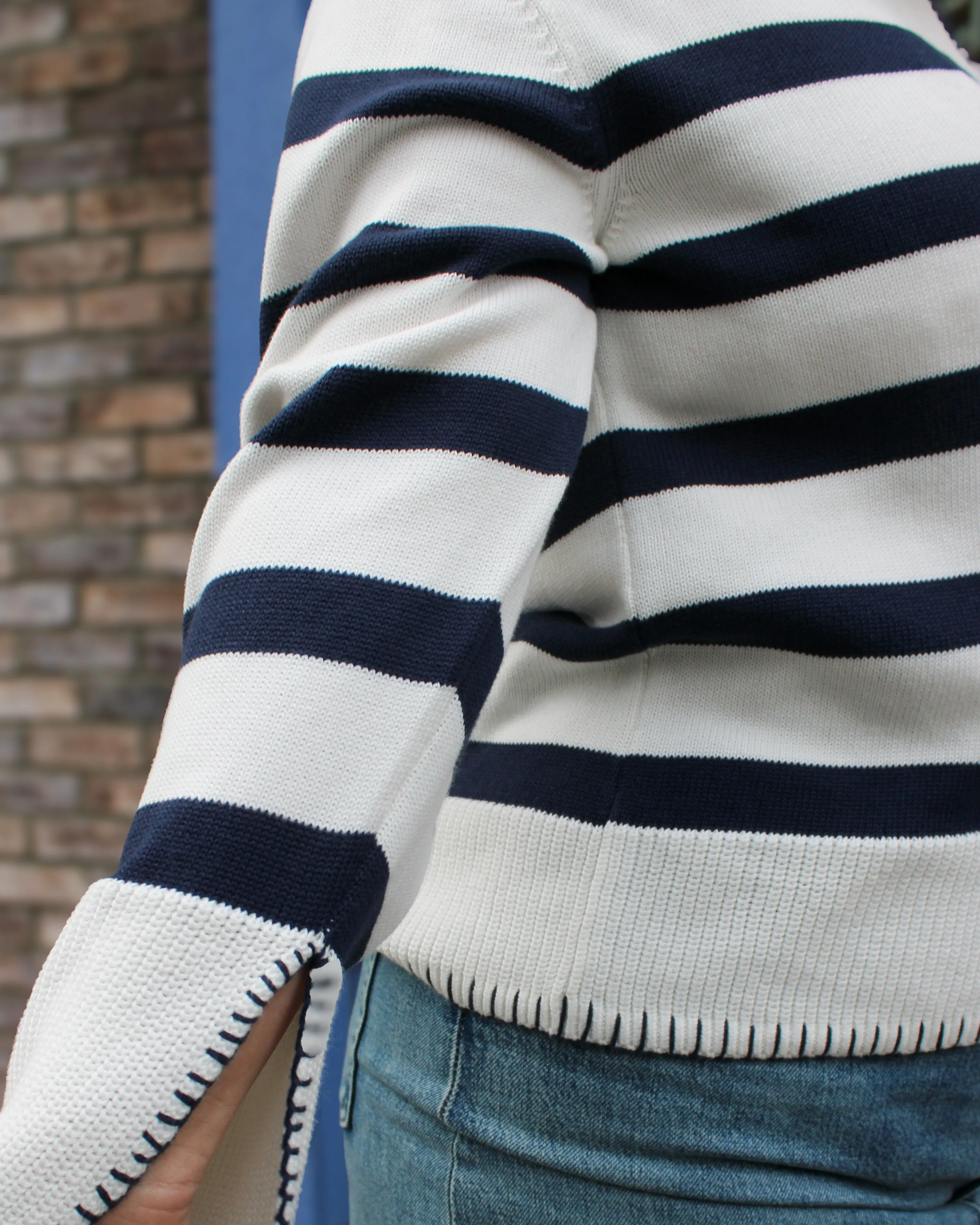 Light Blanket Stitch Polo Sweater sold by Magnolia & Oak product image thumbnail 2