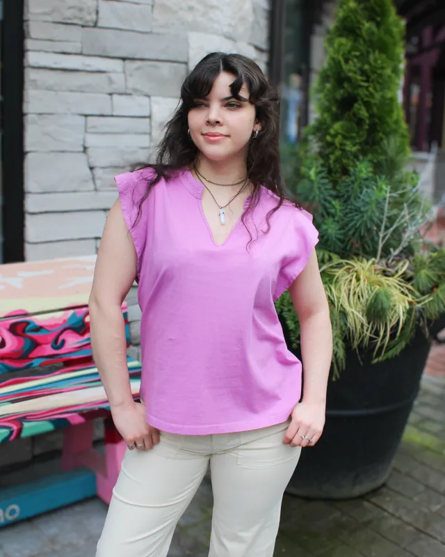 Mixed Media Ruffle Sleeve Top made by Tribal