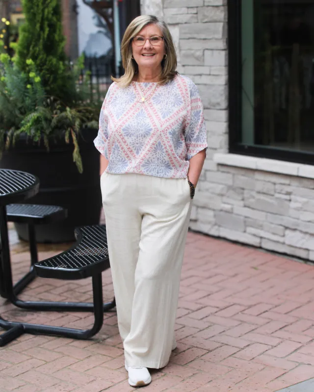 Printed Cotton Dolman Blouse made by Charlie B