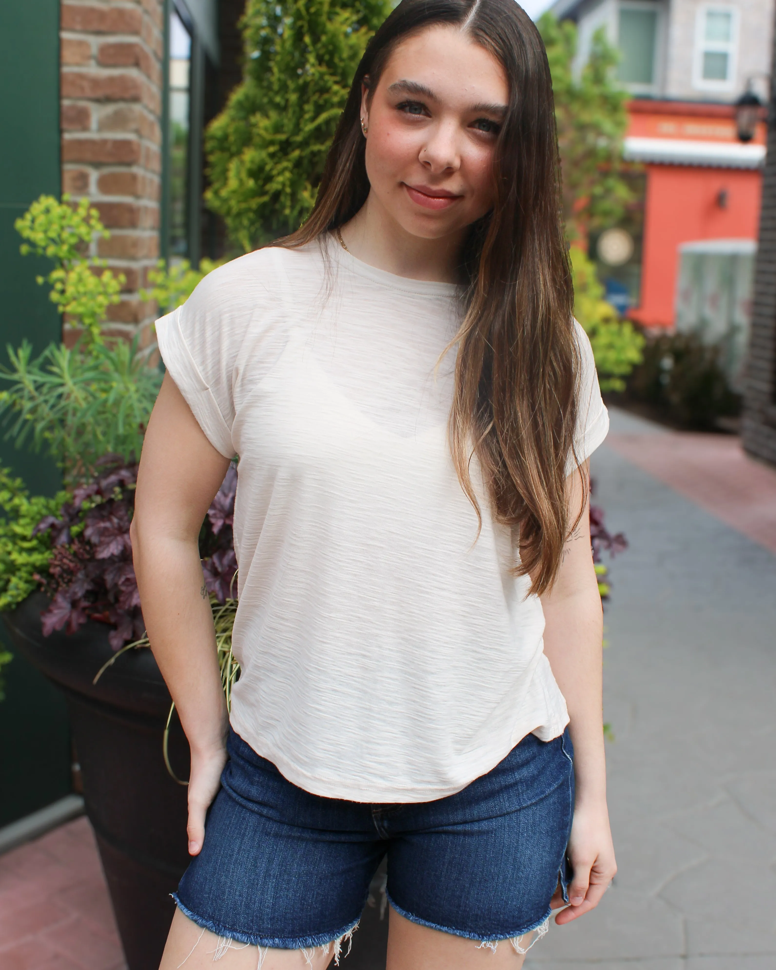 Cuff Sleeve Slub Tee sold by Magnolia & Oak product image thumbnail 4