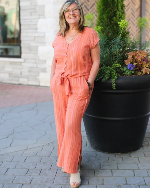 Guavablush Linen Wide Leg Pant made by Tribal