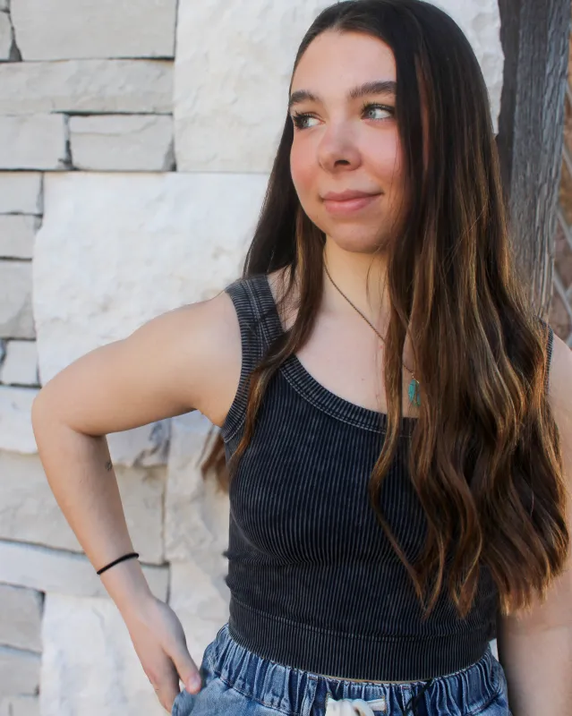 Washed Ribbed Tank Top made by Zenana