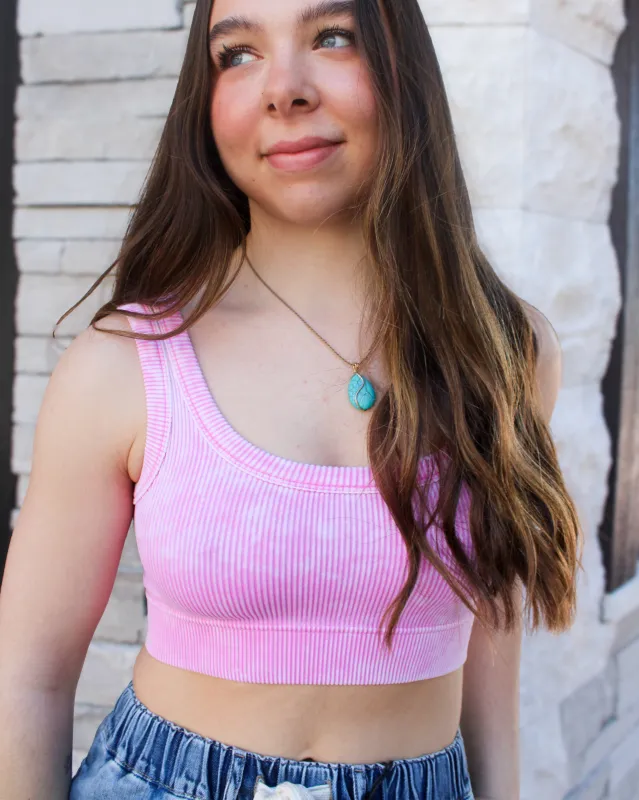 Washed Ribbed Crop Top made by Zenana