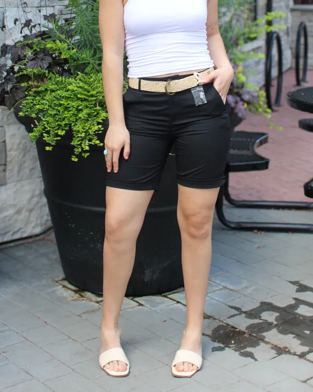 Stretch Twill Shorts with Belt made by Charlie B