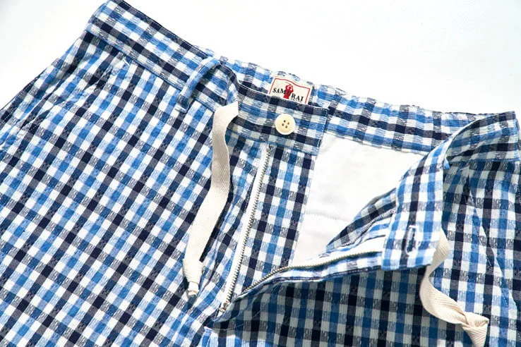 SJSP25-CS 藍刺し子ギンガムチェックイージーショーツ sold by Samurai Jeans product image thumbnail 3