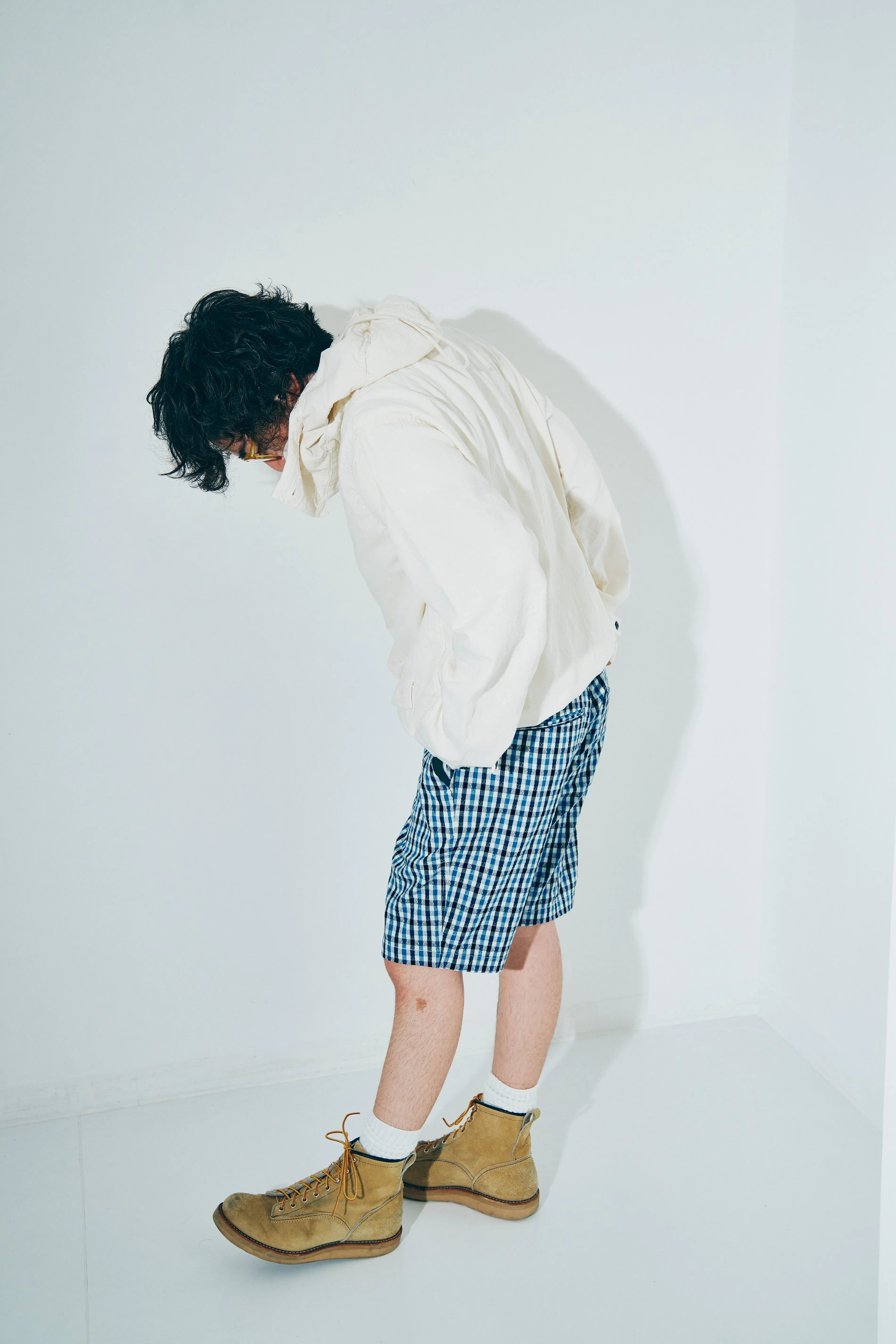 SJSP25-CS 藍刺し子ギンガムチェックイージーショーツ sold by Samurai Jeans product image thumbnail 4