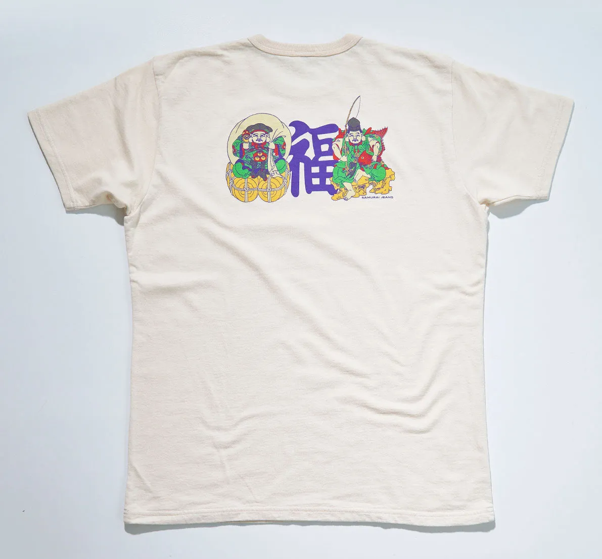 SJST25-105 Aged Cotton Inlay Loopwheel T-Shirt "Seven Gods" sold by Samurai Jeans product image thumbnail 2