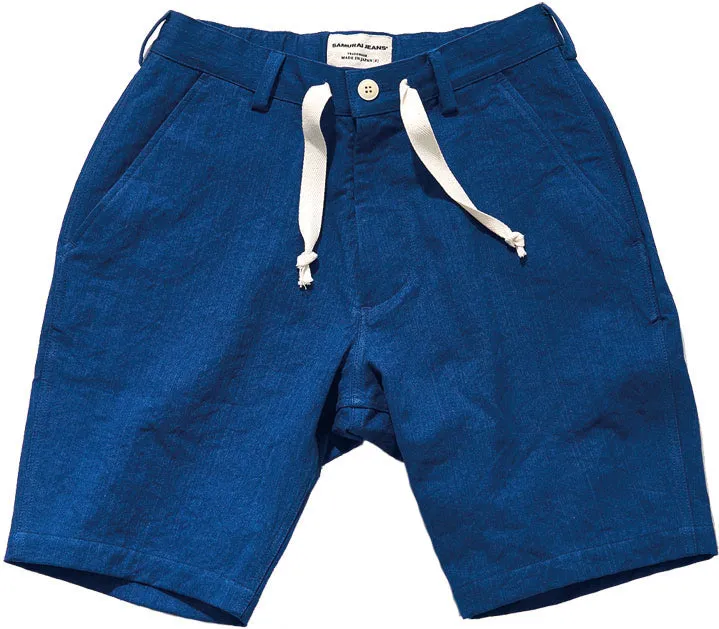 SJSP25-AHB 藍浅葱へリンボンイージーショーツ sold by Samurai Jeans