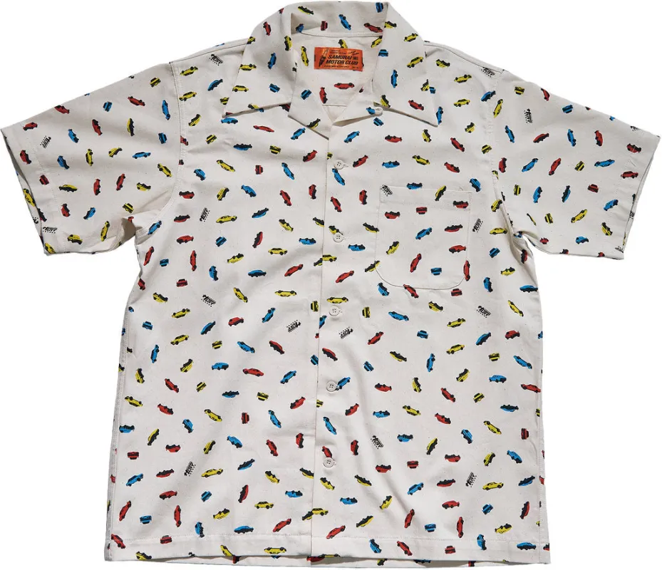 SMOS25 DOMESTIC CAR OPEN COLLAR SHIRT made by Samurai Jeans