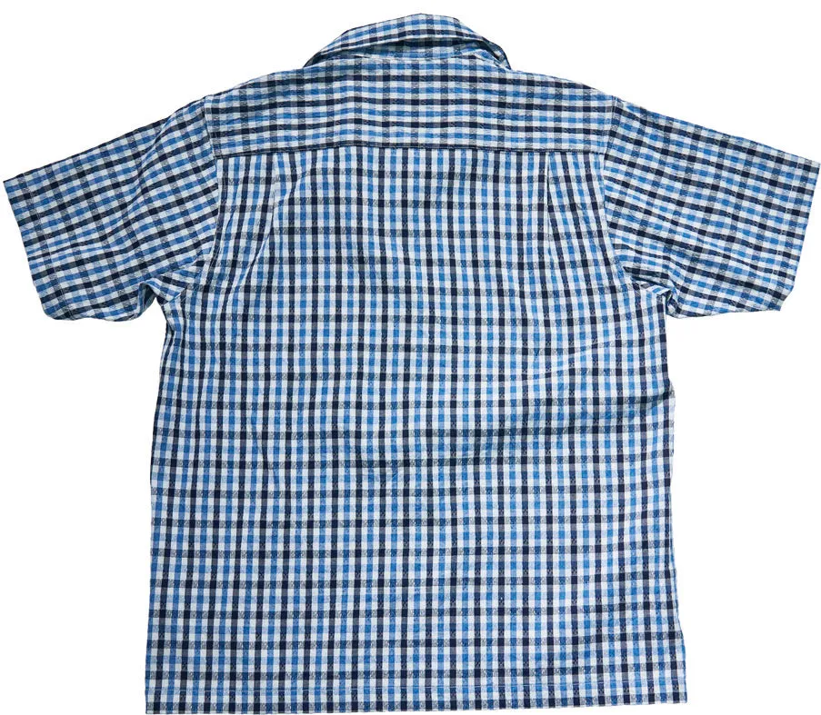 SOS25-CS NATURAL INDIGO SASHIKO GINGHAM CHECK OPEN COLLAR SHIRT sold by Samurai Jeans product image thumbnail 2