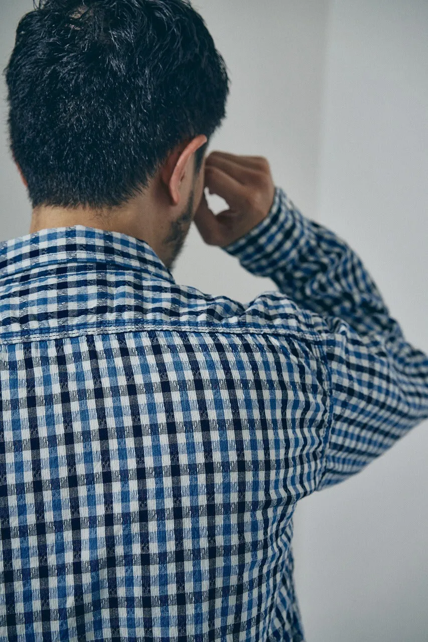 SSS25-CS NATURAL INDIGO SASHIKO GINGHAM CHECK WORK SHIRT sold by Samurai Jeans product image thumbnail 4