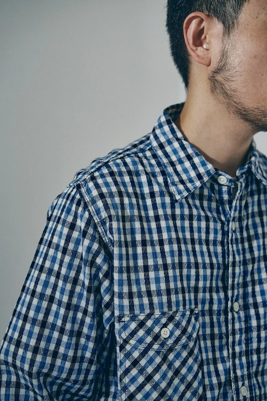 SSS25-CS NATURAL INDIGO SASHIKO GINGHAM CHECK WORK SHIRT sold by Samurai Jeans product image thumbnail 3