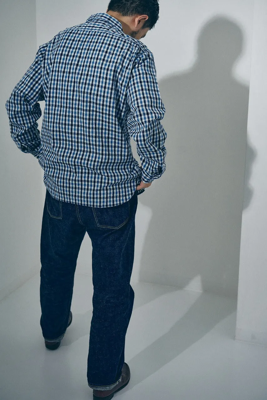 SSS25-CS NATURAL INDIGO SASHIKO GINGHAM CHECK WORK SHIRT sold by Samurai Jeans product image thumbnail 5