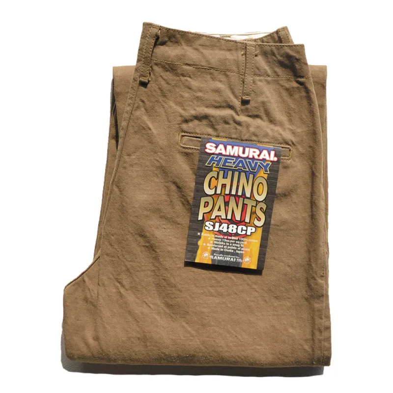 SJ48CP  Heavy Chino Wide Trousers made by Samurai Jeans